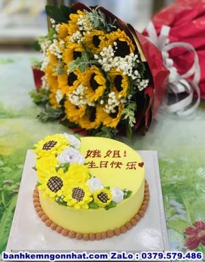 Combo Bánh Kem Và Hoa Tươi 50